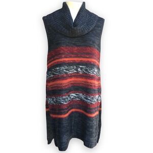 new directions Charcoal Sweater Tunic with Red and Orange Stripes